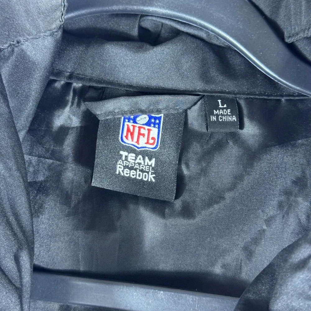 Reebok Carolina Panthers NFL Windbreaker Jacket Men Large Black Full Zip SI Logo